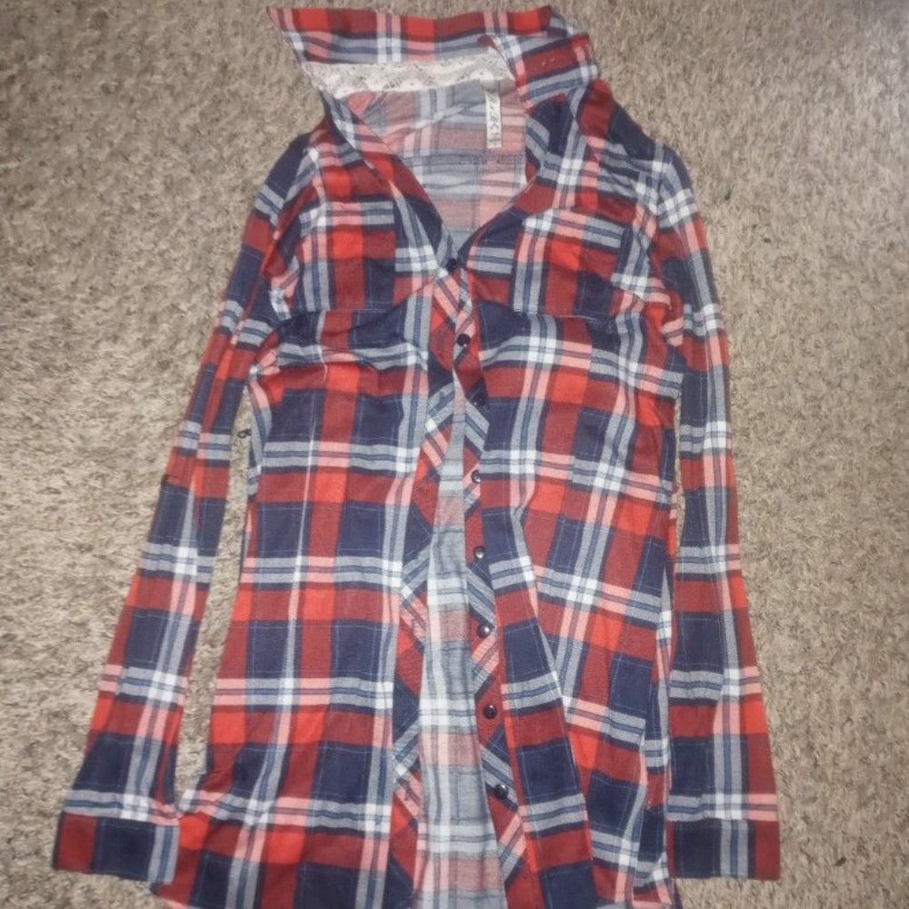 Red Plaid Button Up Shirt